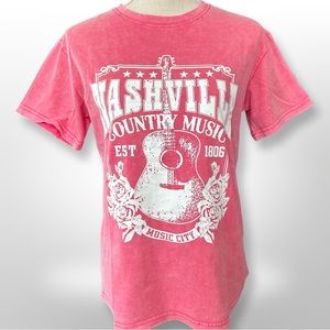 New- Nashville Country Music Mineral Washed Graphic T-Shirt